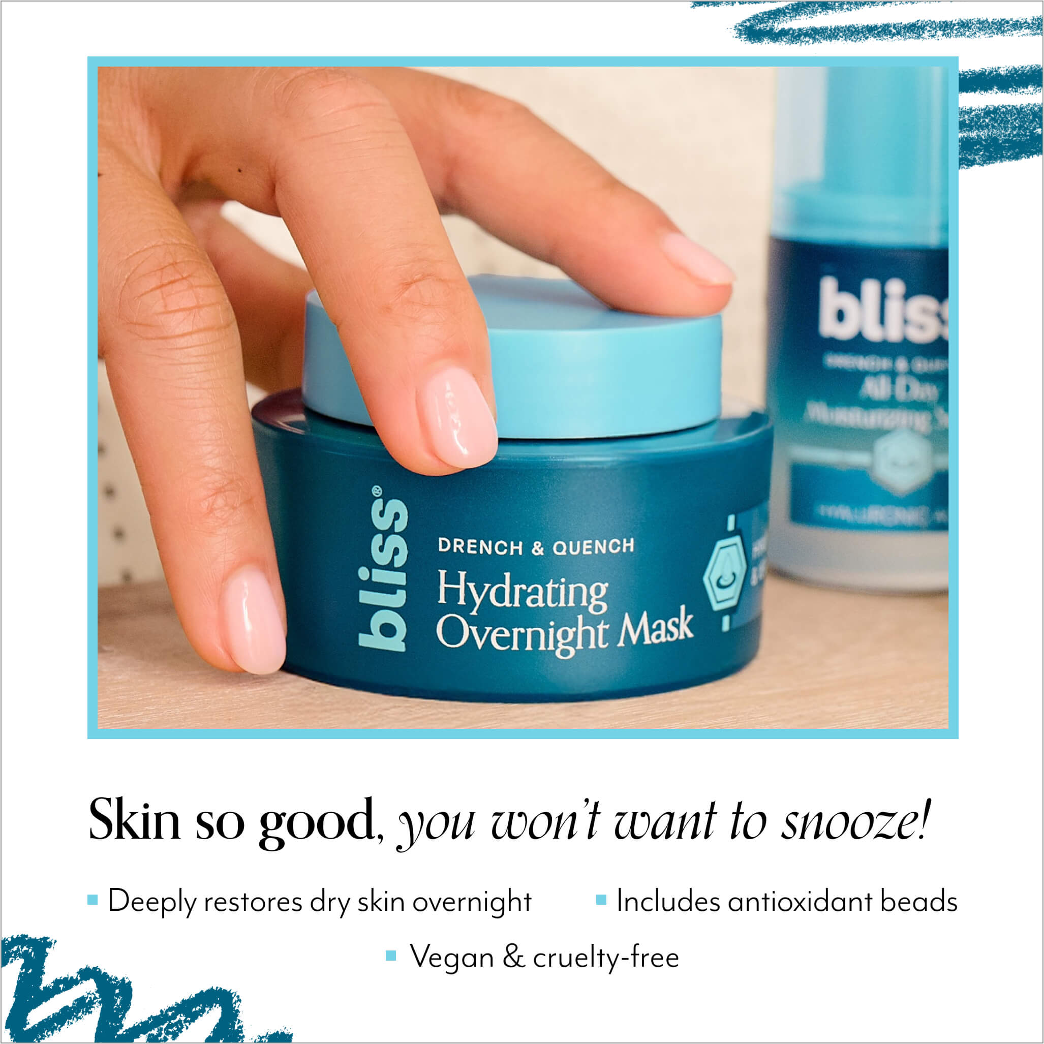 Drench & Quench Hydrating Overnight Mask with Hyaluronic Acid & Vegan Collagen - Image 2